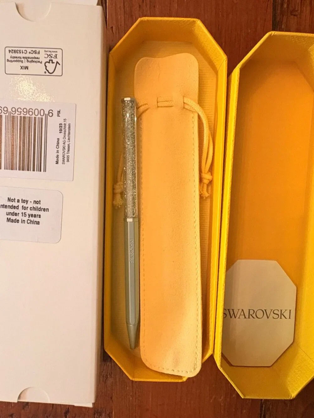 SWAROVSKI CRYSTAL CRYSTALLINE BLUE BP PEN NWT IN ORIGINAL BOX, SUEDE POUCH - Picture 5 of 6